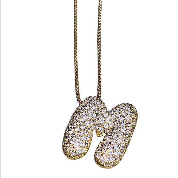 Rhinestone crystal initial M gold tone. Brand new never worn!Bling! - Picture 2 of 4